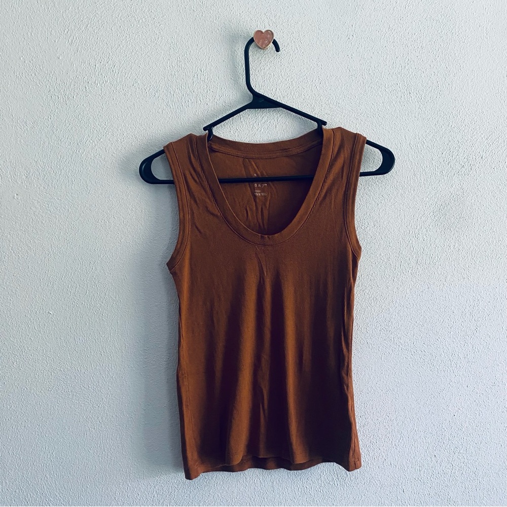 A New Day Fitted Burnt Orange Tank Top with Scoop Neckline